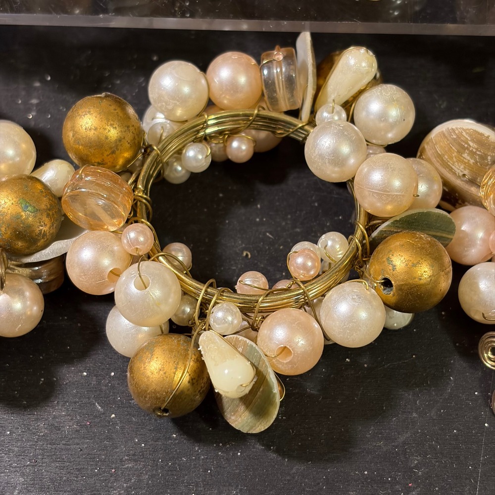 Diva Lifestyles Mixed Pearl Shell Napkin Rings Gold Set of 6 New 859440